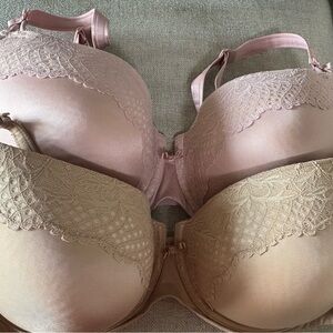 Soma Lace Accent Bra Set - Pink and Tan